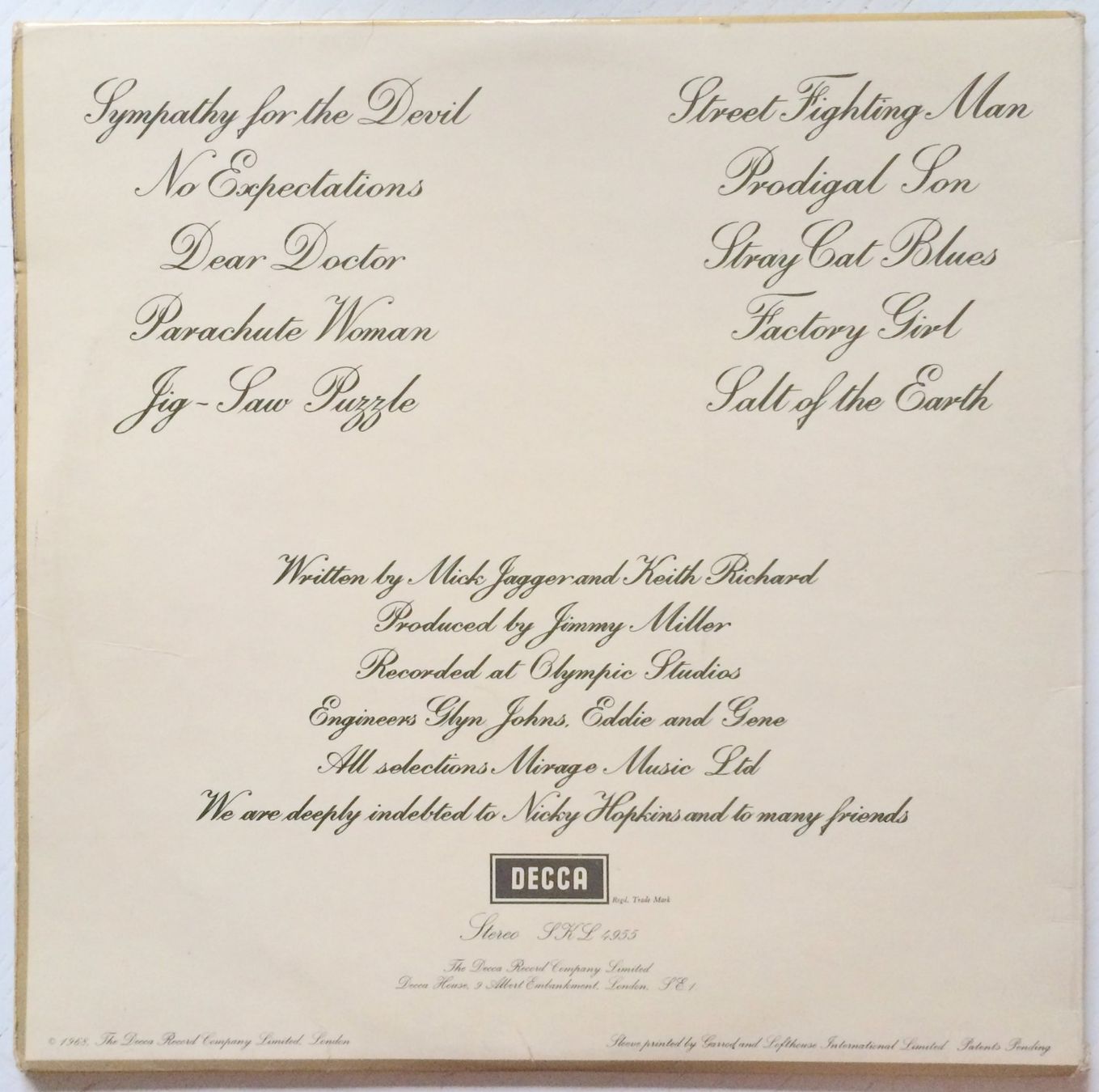 Schallplatten: ROLLING STONES - BEGGARS BANQUET – Gebraucht aus Bottens von hotter-than-hell 1