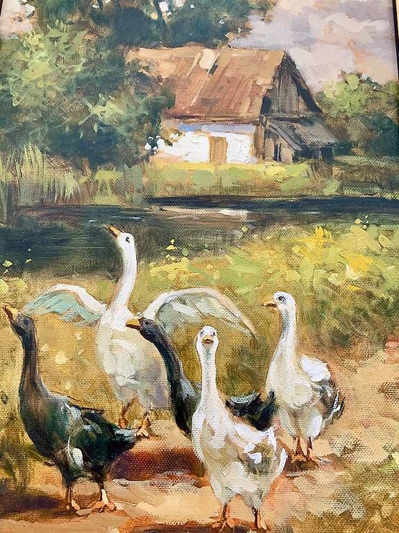 Tableaux: Ölgemälde Gänse Gans Parada Bauernhof – D'occasion à Lenzburg par nascar-babe 2