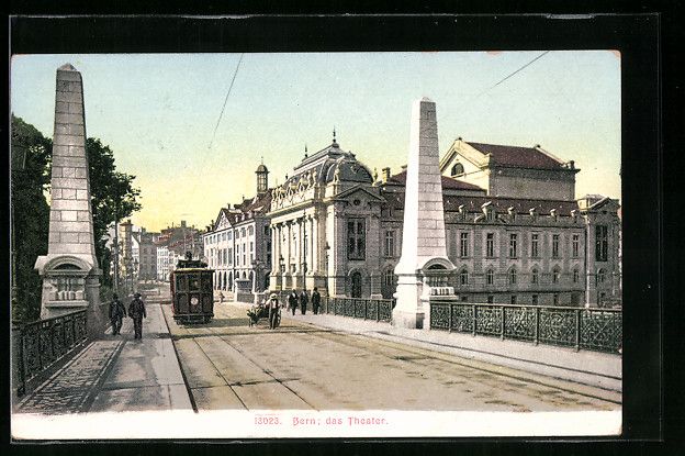 Cartoline postali: AK Bern, das Theater mit Strassenbahn – Usato da Berlin venduto da bartko-reher
