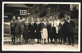 Foto-AK Bad Ragaz, Besuchergruppe vor Ge