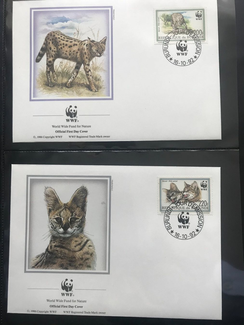 Tutti i francobolli: WWF Burundi 1992 Serval Satz illustrierte Ersttagsbriefe – Nuovo (secondo la descrizione) da Winterthur venduto da schnueps 1