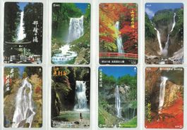 8 Telefonkarten Japan Wasserfälle