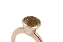 Moderner Peridot Ring 18K Rosegold Grösse 53 *S4443