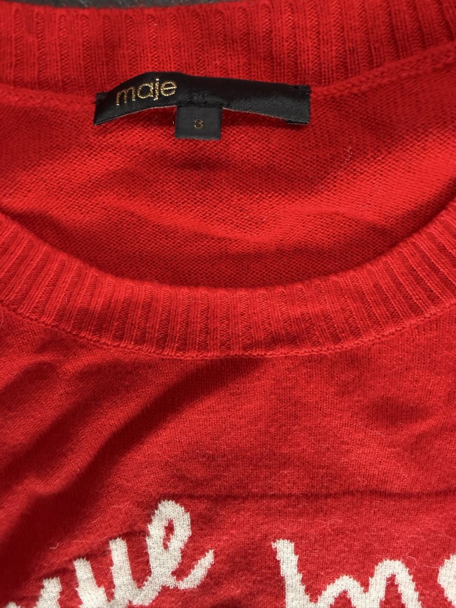 Maje Maglioni & Felpe: MAJE Strickpullover, Grösse 3, Rot mit Schriftzug ! – Nuovo (secondo la descrizione) da Chur venduto da simhofstr 2