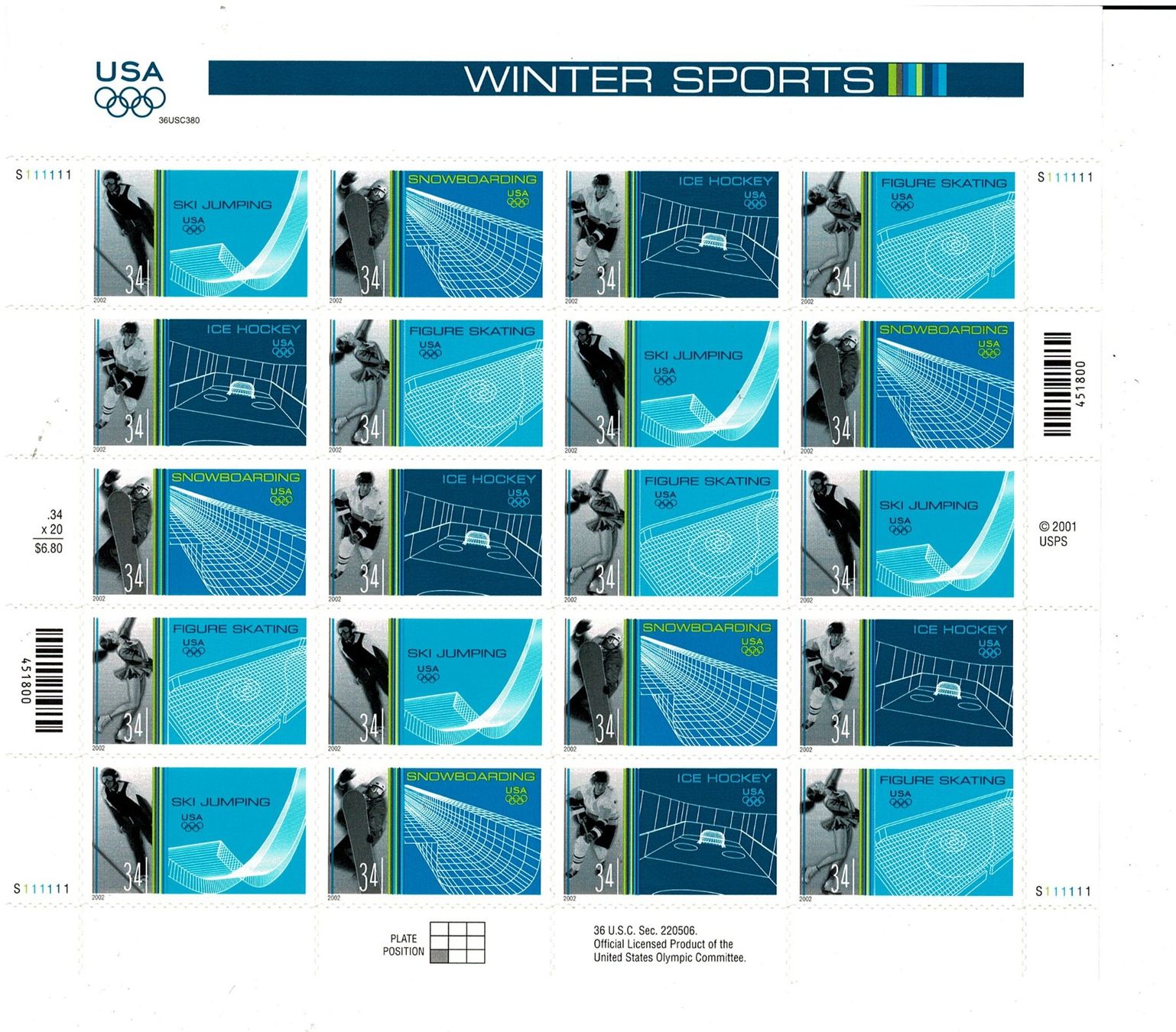 Tutti i francobolli: USA Winter Sports 1 KB ** – Nuovo (secondo la descrizione) da Lausanne venduto da Whorvath