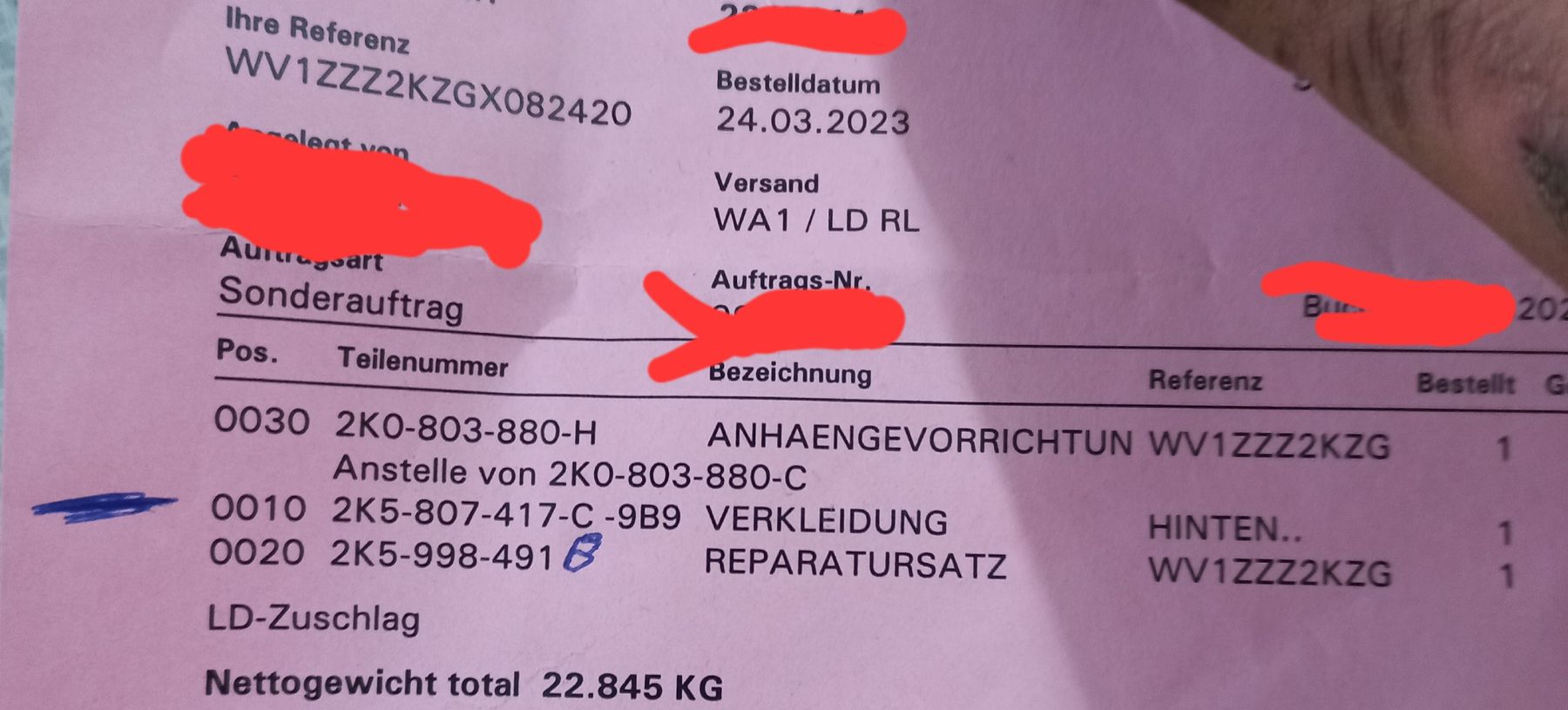 VW Tutti pezzi di ricambio auto: VW Caddy Stosstange hinten – Nuovo e nell'imballaggio originale da niederbüren venduto da ivanschei