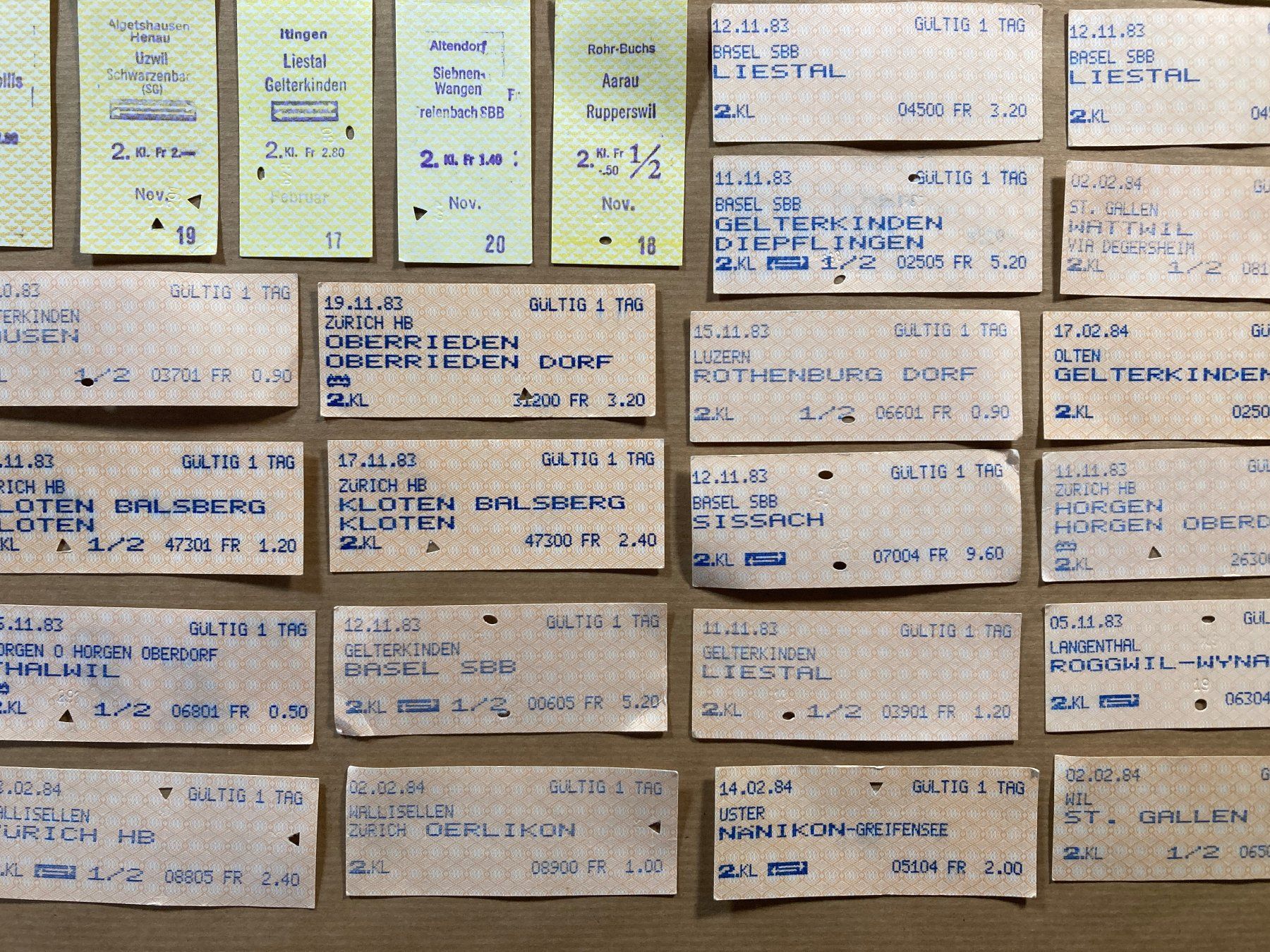 Biglietti: 55 alte Bahn Billette aus Papier, SBB, Ticket – Usato da Lenzburg venduto da fh1 3