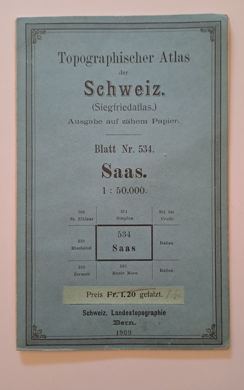 Cartine & Atlanti: CARTE TOPOGRAPHIQUE  SAAS VALAIS 1909 – Usato da LAUSANNE venduto da KWEW