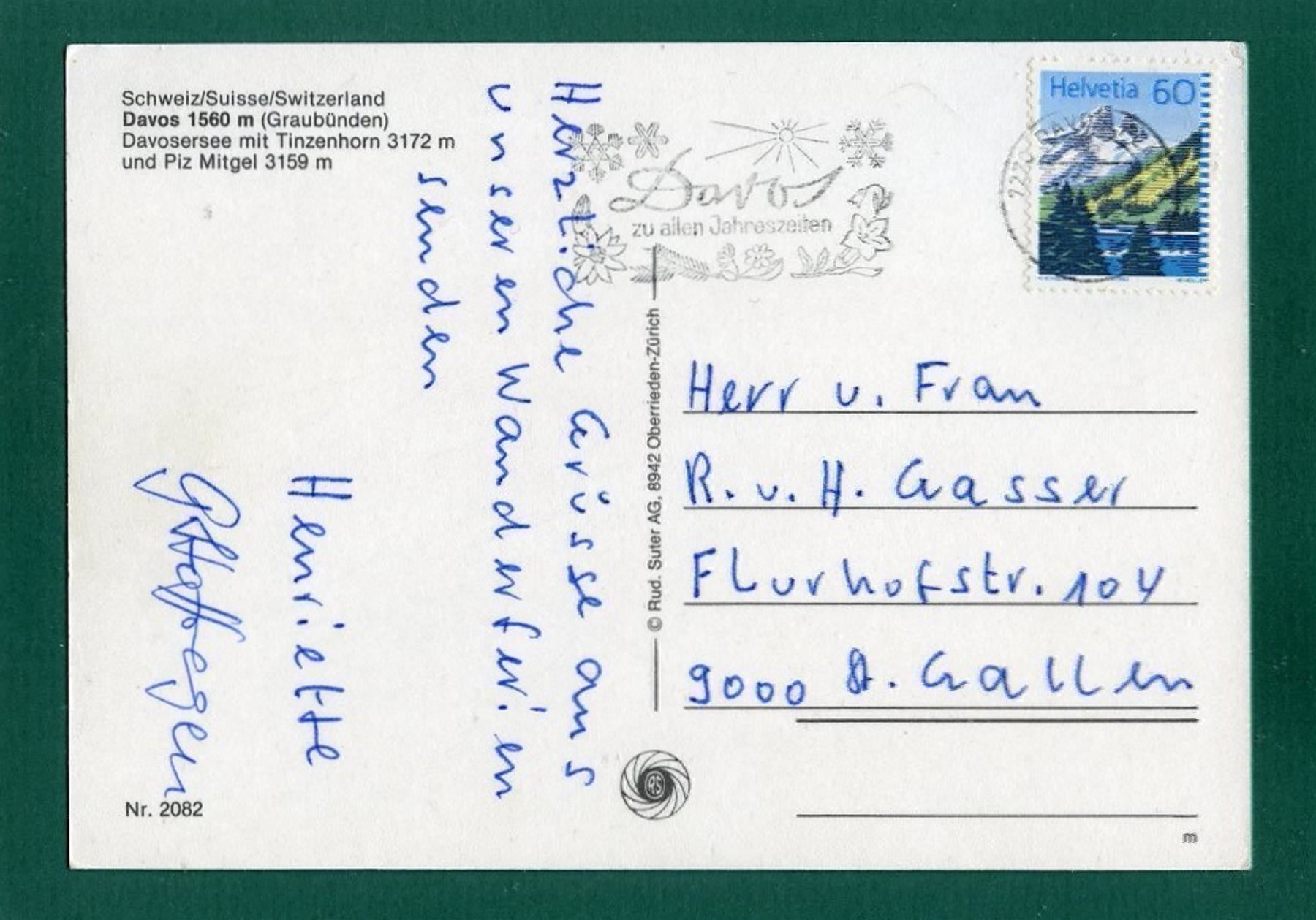 Cartoline postali: Davos, Davosersee, 1993, gelaufen, Grossformat – Usato da Sargans venduto da Hausi1951 1