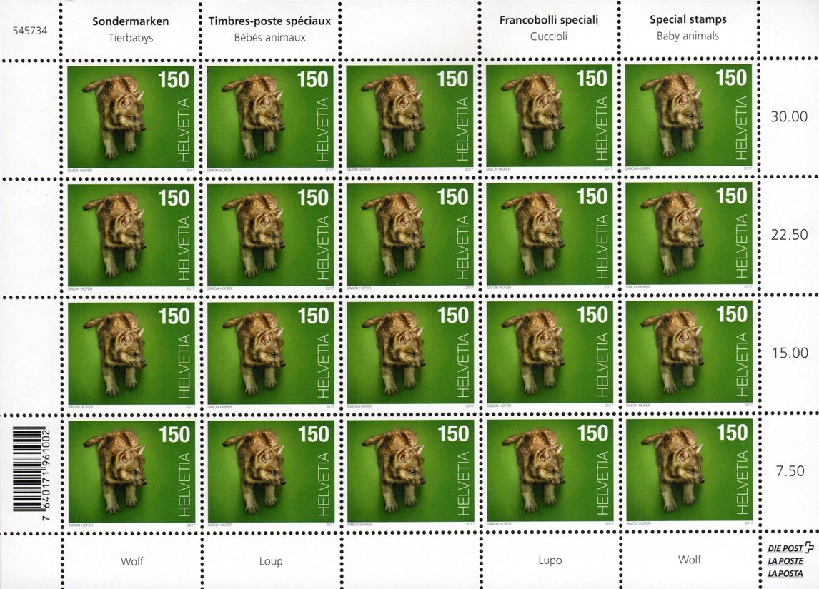 Tutti i francobolli: 4 Bogen Tierbabys - Otter, Luchs, Wolf, Bär** – Nuovo (secondo la descrizione) da Dottikon venduto da haeusibuh5 3