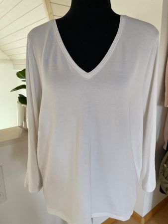 Cremefarbene Shirt mit V-Ausschnitt, Gr. S Marc O'Polo