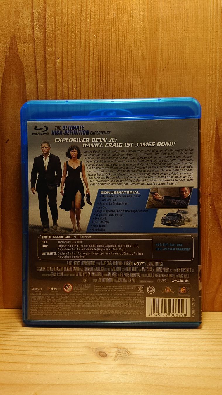 Tutti i DVDs: 007 JAMES BOND Ein Quantum Trost Blu-Ray – Usato da Wilderswil venduto da Exebub 1