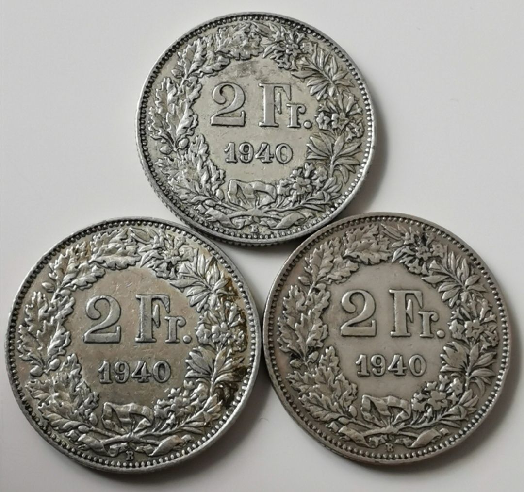 Tutti le monete: 2 Franken 1940 3 Stück Silber – Usato da Zürich venduto da turbopuz