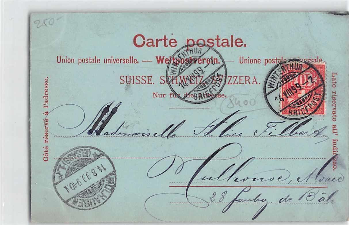 Cartoline postali: GRUSS vom TERMINUS Winterthur 1899 – Usato da Winterthur venduto da SchatzchischtliWinti 1