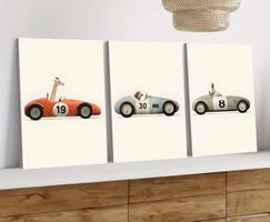 3 Kinderbilder Rennwagen Tiere Set