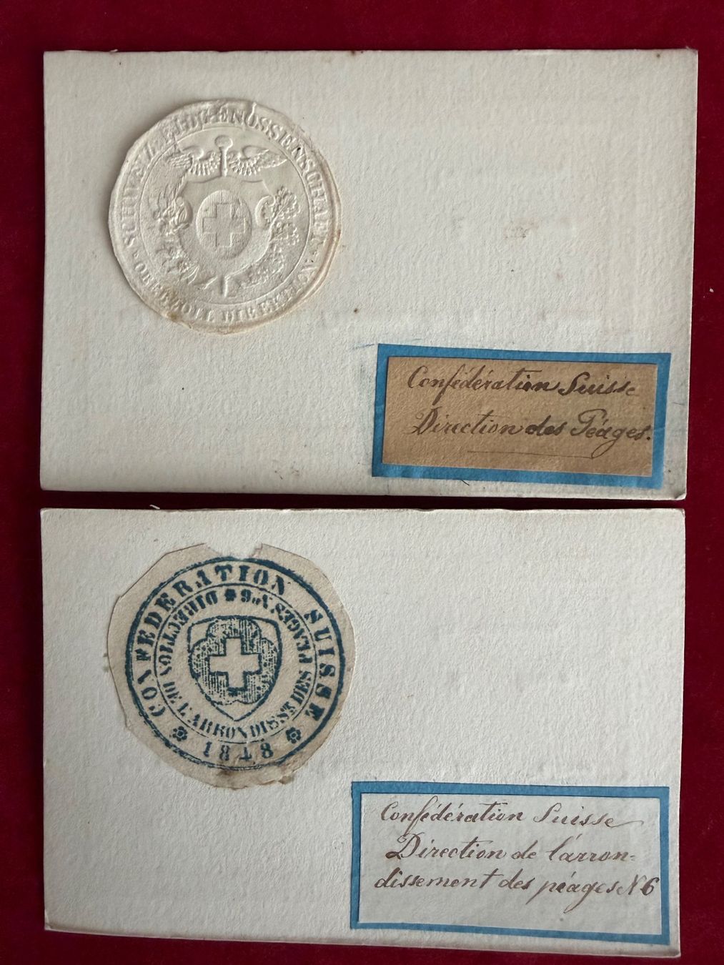 Médailles: CONFÉDÉRATION SUISSE-Direction des Péages - 2XCachets 19ème – Neuf (Voir description) à LE LIGNON par Katanaion