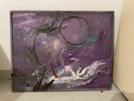 Abstrakte Kunst - Ölgemälde auf Leinwand, signiert, 84x111cm