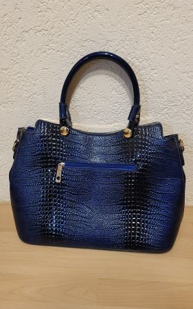 Elegante Damenhandtasche Kroko-Optik Lack blau