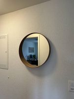 Spiegel Rund Braun Holz 80cm