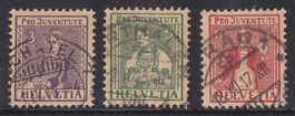 1917  Pro Juventute Satz  SBK Nr. J7 - J9   saubere  Stempel