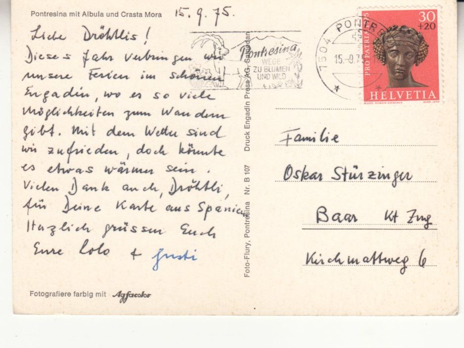 Cartes postales: Pontresina 1975 – D'occasion à Bürglen TG par StampGraf 1