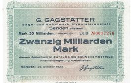 Senden 20 Mrd.Mark Lit.B 26.10.1923 VZ++-UNZ