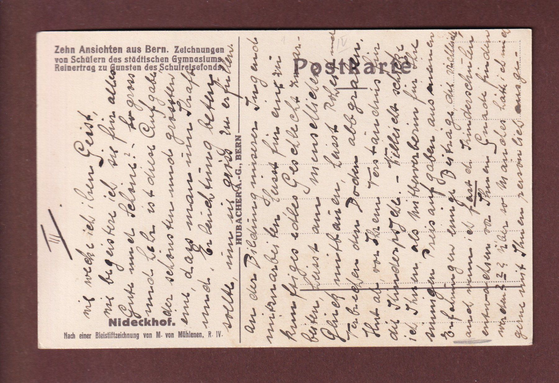 Cartes postales: BERN - Nideckhof – D'occasion à Pully par nicecards-shop 1