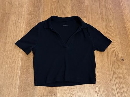 Sommer Shirt von even & odd, Ripp-Optik, Schwarz, Gr. M
