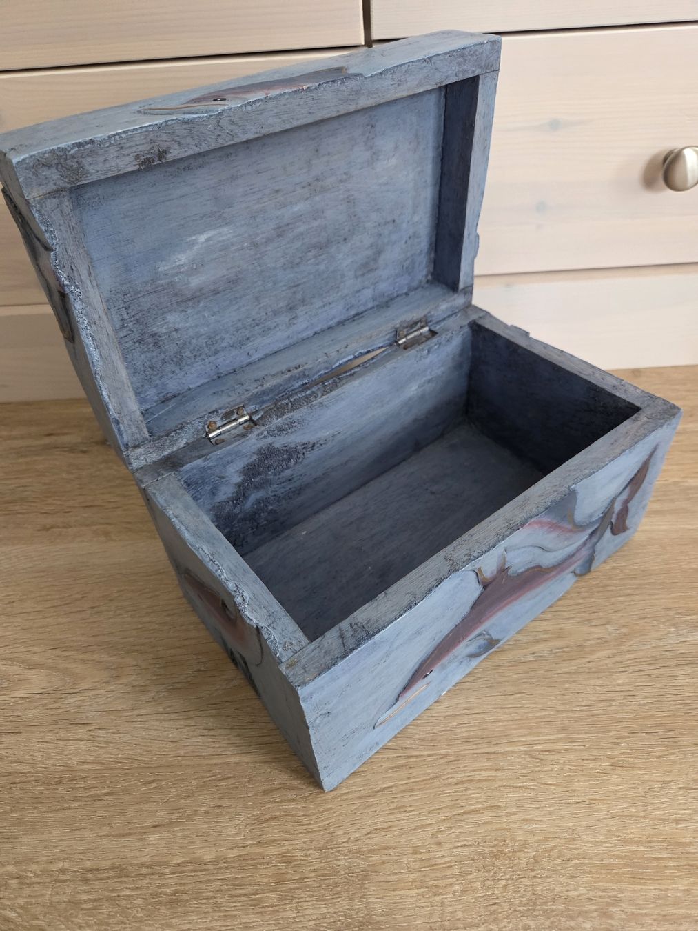 Truhen: Holzschatulle Delfine Motiv blau – Gebraucht aus Heiden von A1inaH 1