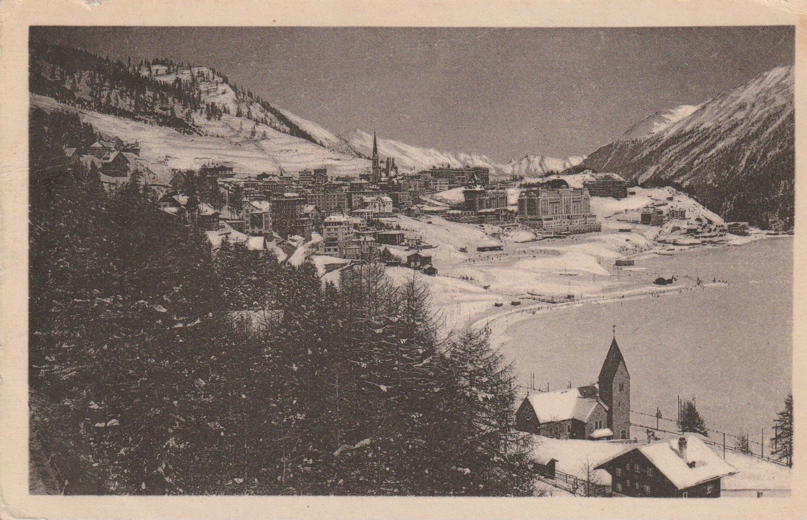 Cartoline postali: P 202 St. Moritz-Dorf, Gesamtansicht, 1921 – Usato da Freienbach venduto da Bhaltis