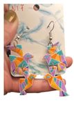 Boucle artistique “ oiseau géométrique violet”