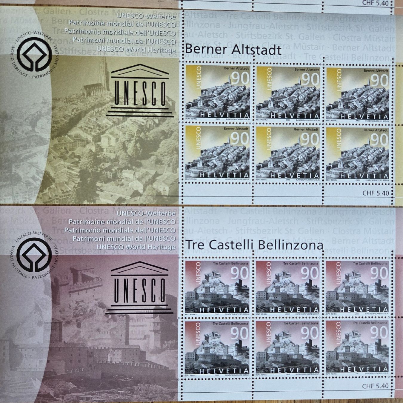 Tutti i francobolli: 4 Postfrische Briefmarken Bögen CH – Usato da Stans venduto da Ducati16 4
