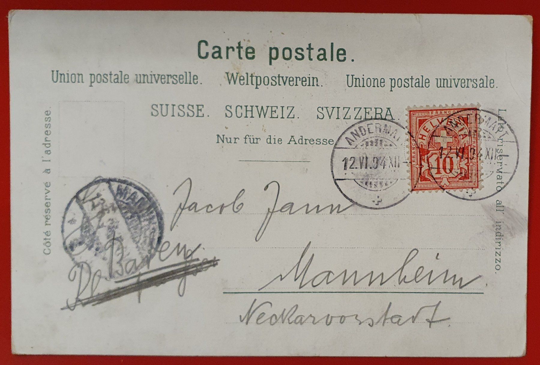 Cartoline postali: Gruss aus Andermatt 1894 – Usato da Kreuzlingen venduto da Rschweiz1 1