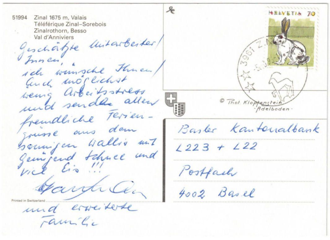 Cartoline postali: Zinal - Luftseilbahn Sorebois – Usato da Binningen venduto da Mountainrider 1