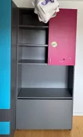 Bibliothèque enfant/ado - gris & framboise