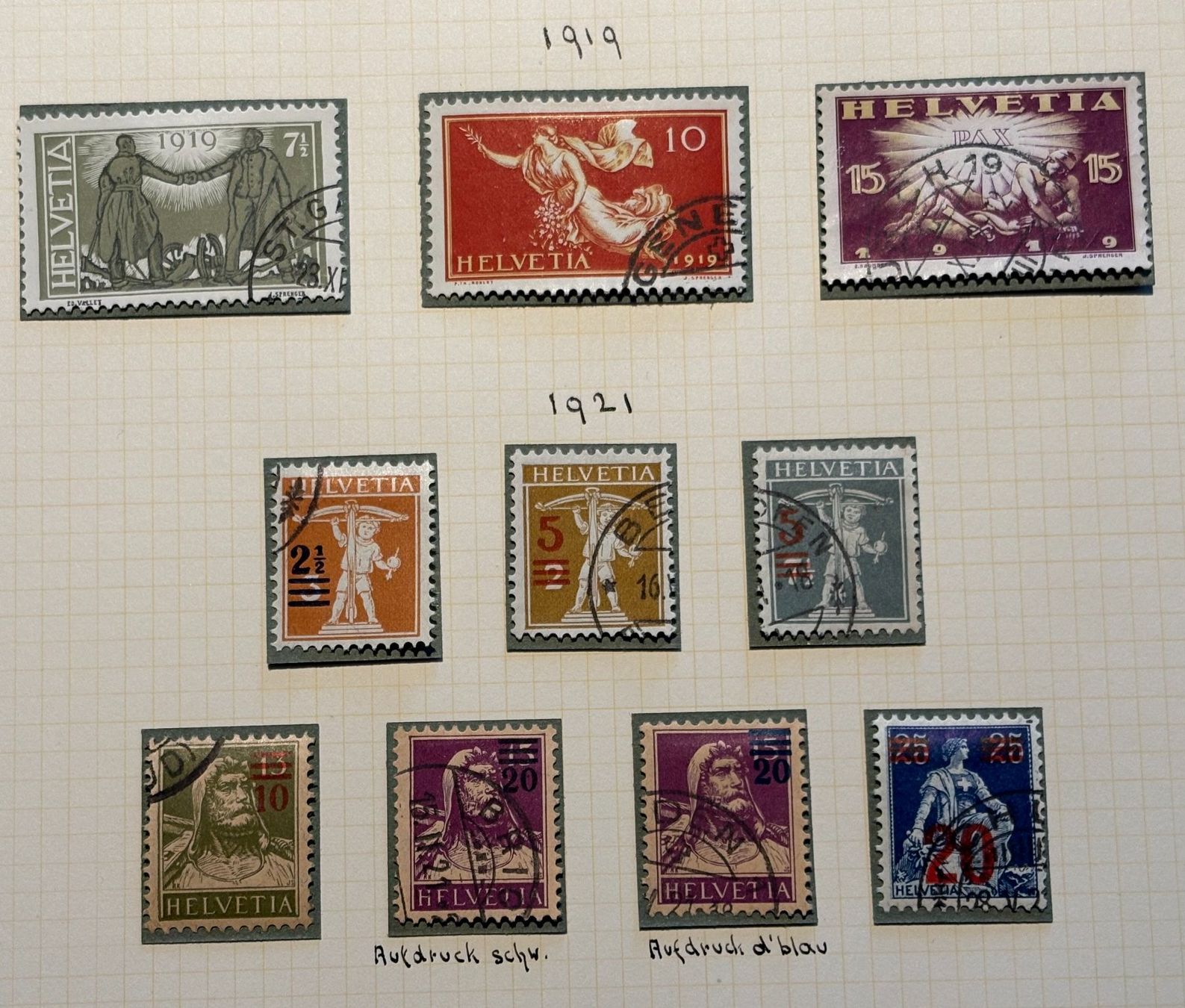 Alle Briefmarken: LOT SCHWEIZER BRIEFMARKEN 1919-1921 – Gebraucht aus Ostermundigen von Heavenmaus75 2