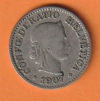 10 Rappen, Jahrgang 1907, Kupfer-Nickel