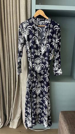 Zara long dress floral print in blue & white S