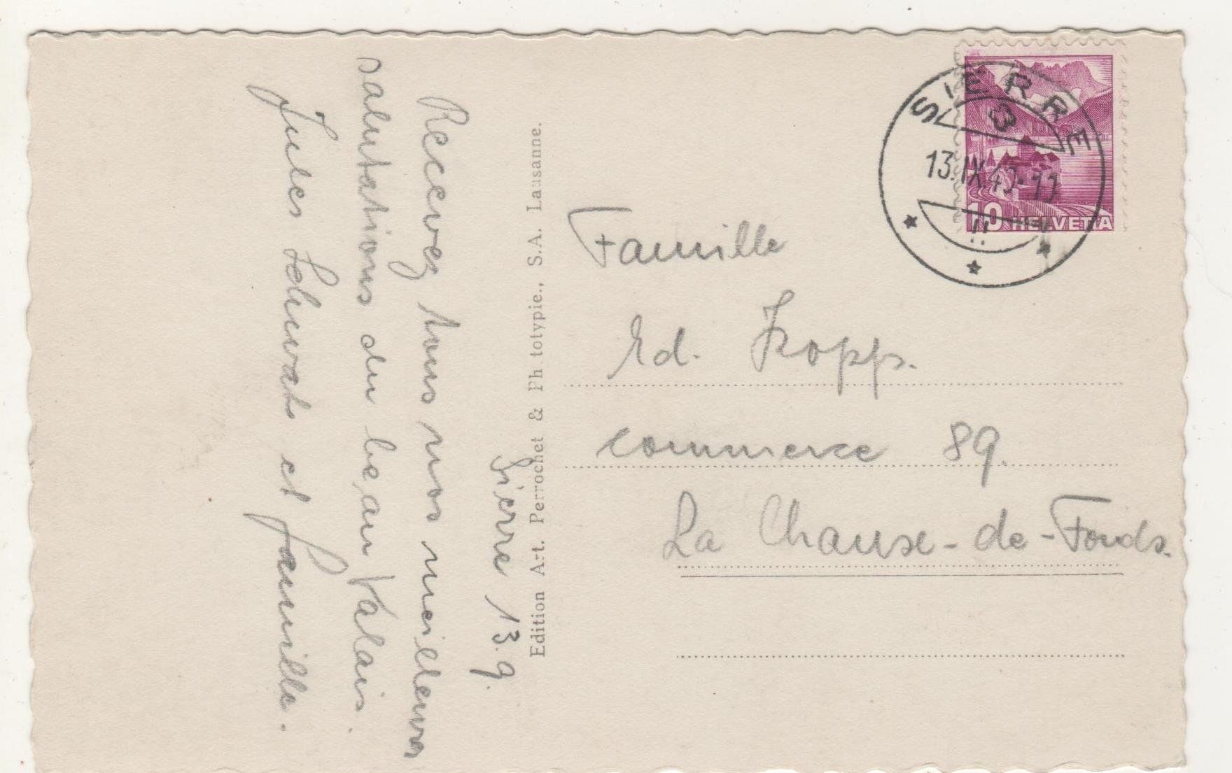 Cartoline postali: Ansichtskarte Sierre Tour de Goubin 1940 – Usato da Remetschwil venduto da Hofiii 1
