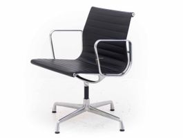 Vitra Eames EA 108 Bürostuhl , Aluminium poliert - Leder