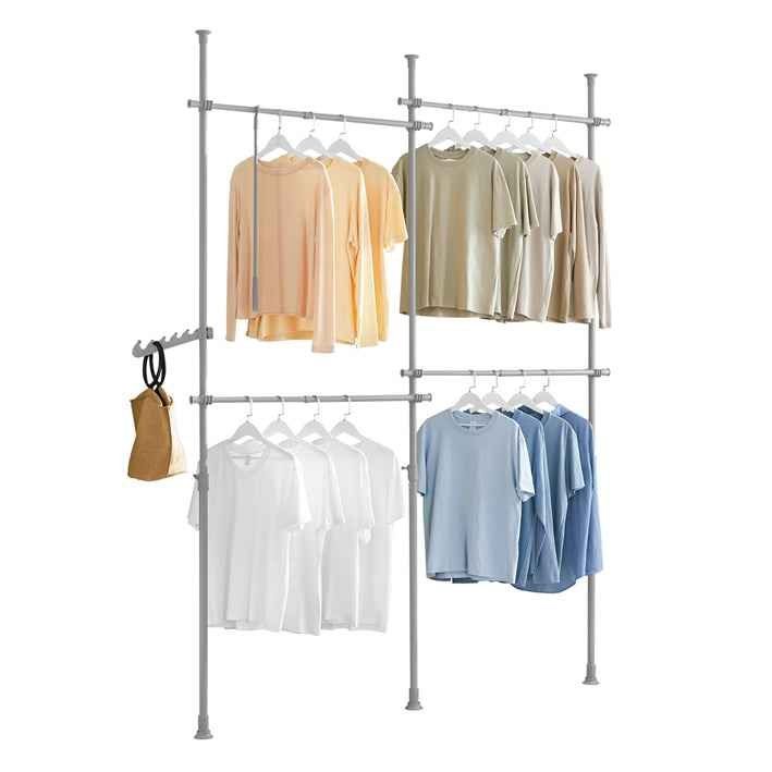 Garderobe: Teleskop Kleiderstange Kleiderstangen Regalsystem Hellgrau – Neu und originalverpackt aus Kreuzlingen von DealBlitz
