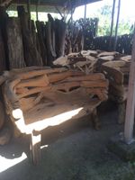 Bank Wurzel Teak Holzbank Outdoorbank Sitzbank Gartenbank