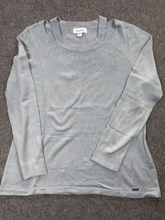 Calvin Klein Pull femme M bleu ciel col ajouré