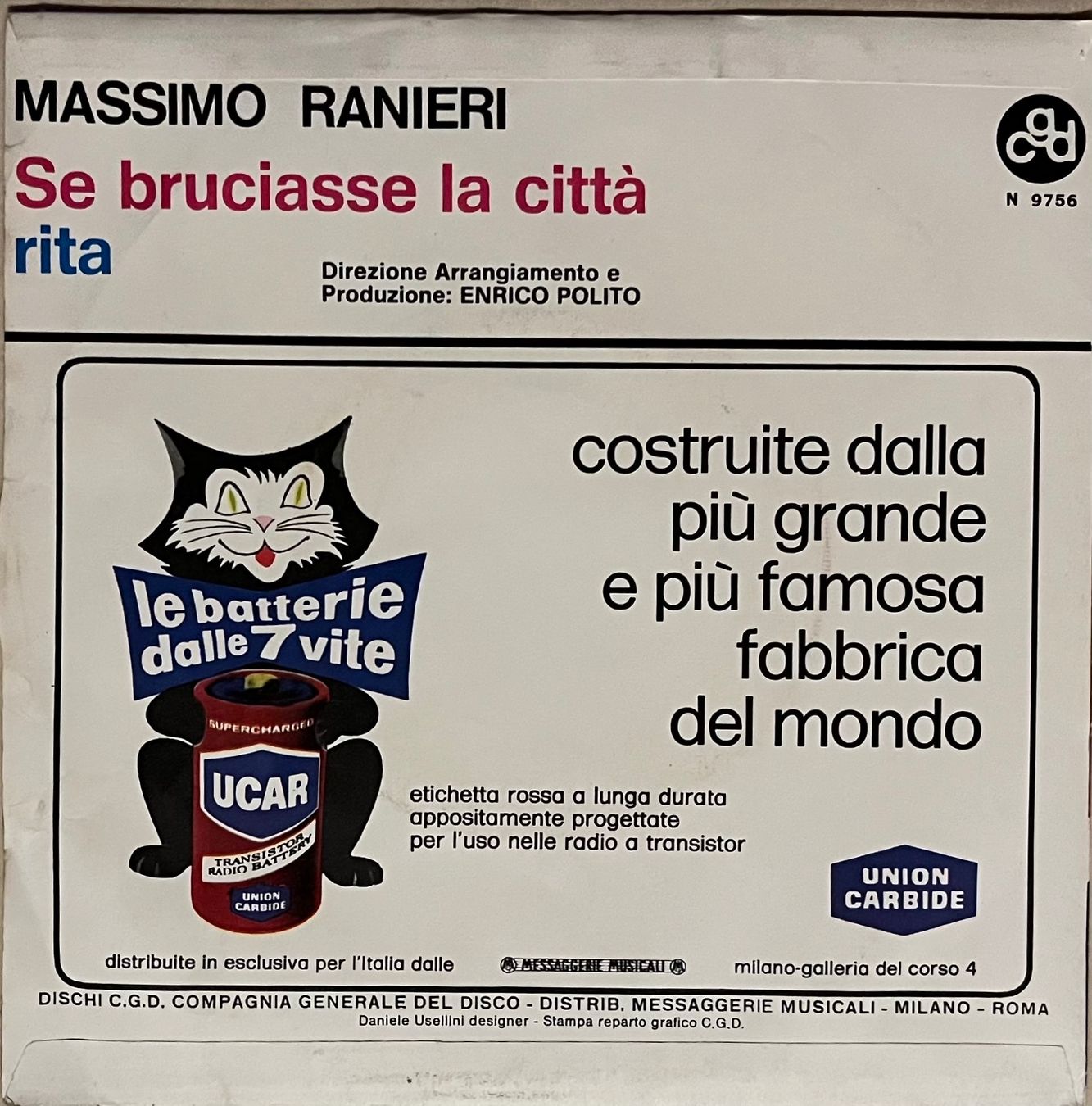 Schallplatten: MASSIMO RANIERI - SE BRUCIASSE LA CITTÀ – Gebraucht aus Bussigny von vinyl-pas-cher 1