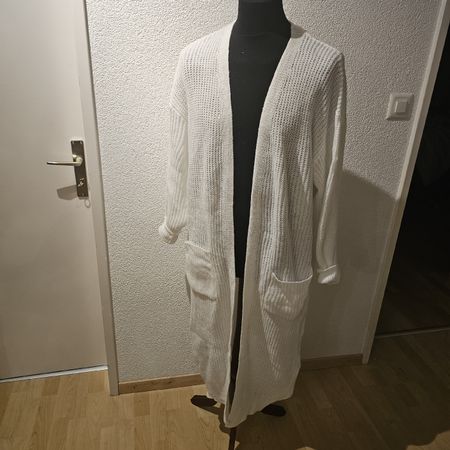 Lange Strickmantel in Weiss -  für sommer Abende44 b 46