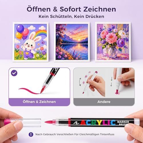 Penna & Evidenziatori: Farben Acrylstifte Set, Pinselspitze Acrylmarker mit – Nuovo e nell'imballaggio originale da Hundwil venduto da Equiply 3
