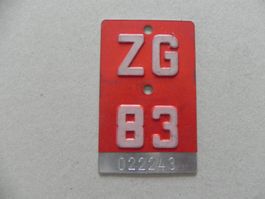 Velonummer weisse Nummer Rad Velo ZG 83 Zug 1983 Geschenk