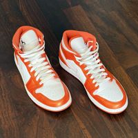 Air Jordan 1 Mid Metallic Orange Weiss Grösse 45 