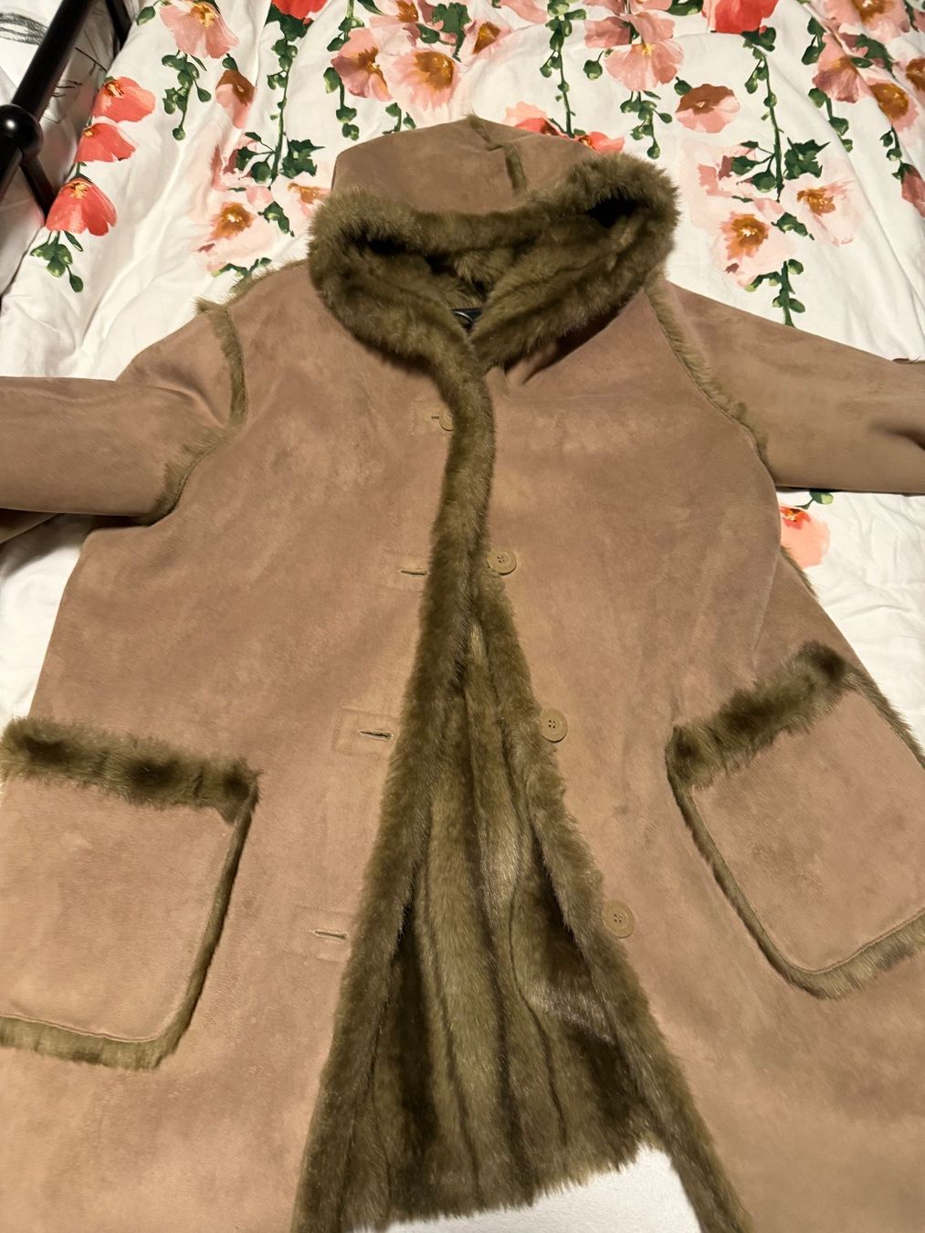 Manteau Balmain Marron Imitation Daim Fourré - Taille 44 - Occasion Très Bon état