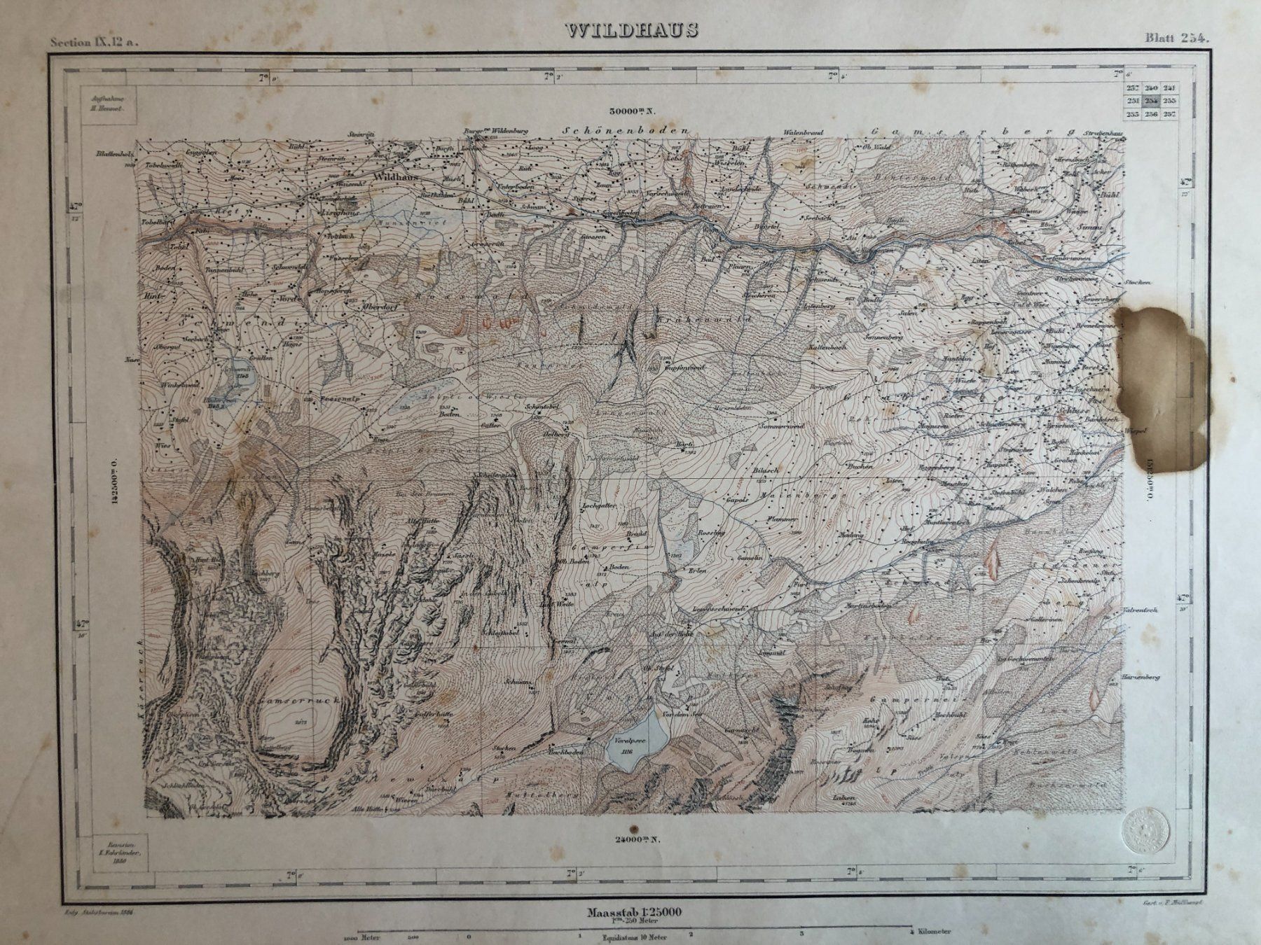 Landkarten & Atlanten: Siegfriedatlas Bl. 254: Wildhaus 1886 – Gebraucht aus Zürich von allp 1
